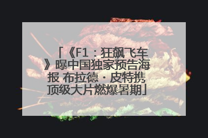 《F1：狂飙飞车》曝中国独家预告海报 布拉德・皮特携顶级大片燃爆暑期