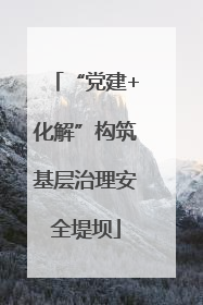 “党建+化解”构筑基层治理安全堤坝
