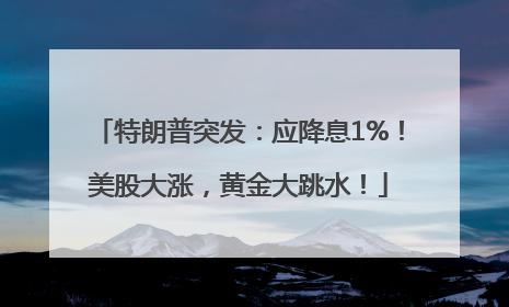 特朗普突发：应降息1%！美股大涨，黄金大跳水！