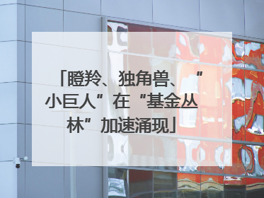 瞪羚、独角兽、“小巨人”在“基金丛林”加速涌现