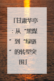 甘肃华亭：从“黑煤”到“绿链”的转型突围