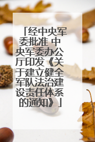 经中央军委批准 中央军委办公厅印发《关于建立健全军队法治建设责任体系的通知》