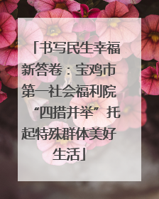 书写民生幸福新答卷：宝鸡市第一社会福利院“四措并举”托起特殊群体美好生活