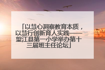 以慧心洞察教育本质，以慧行创新育人实践——望江县第一小学举办第十三届班主任论坛