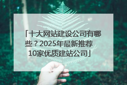 十大网站建设公司有哪些？2025年最新推荐10家优质建站公司
