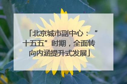 北京城市副中心：“十五五”时期，全面转向内涵提升式发展