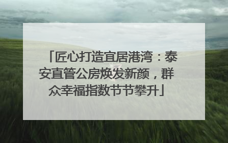 匠心打造宜居港湾：泰安直管公房焕发新颜，群众幸福指数节节攀升