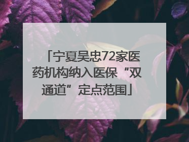 宁夏吴忠72家医药机构纳入医保“双通道”定点范围