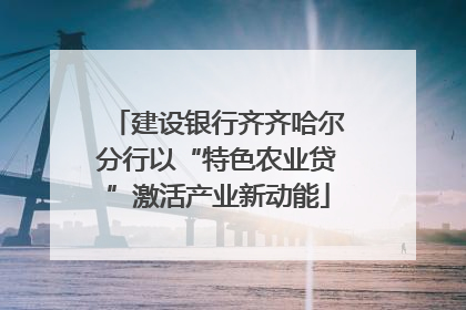 建设银行齐齐哈尔分行以“特色农业贷”激活产业新动能