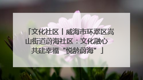 文化社区丨威海市环翠区嵩山街道蔚海社区：文化融心 共建幸福“悦龄蔚海”