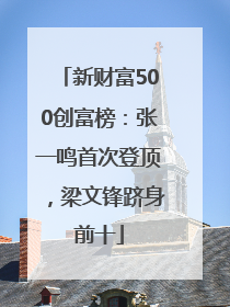 新财富500创富榜：张一鸣首次登顶，梁文锋跻身前十