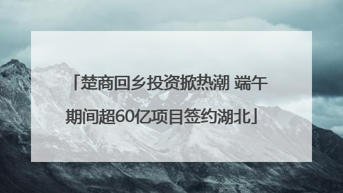 楚商回乡投资掀热潮 端午期间超60亿项目签约湖北