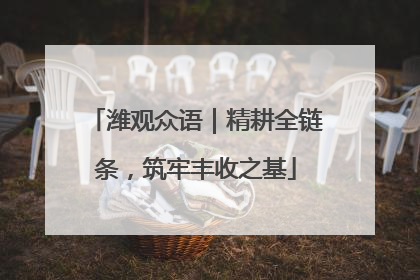 潍观众语｜精耕全链条，筑牢丰收之基