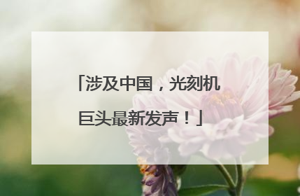 涉及中国，光刻机巨头最新发声！
