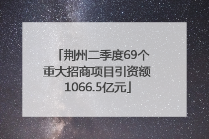 荆州二季度69个重大招商项目引资额1066.5亿元