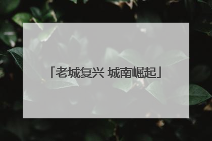 老城复兴 城南崛起