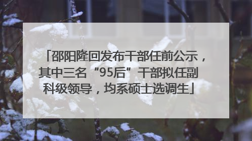 邵阳隆回发布干部任前公示，其中三名“95后”干部拟任副科级领导，均系硕士选调生