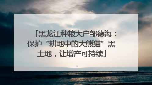 黑龙江种粮大户邹德海：保护“耕地中的大熊猫”黑土地，让增产可持续